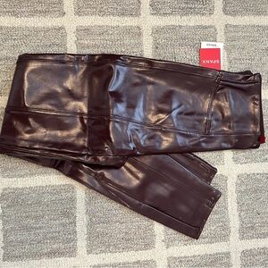 Spanx Shiny Burgundy Leggings